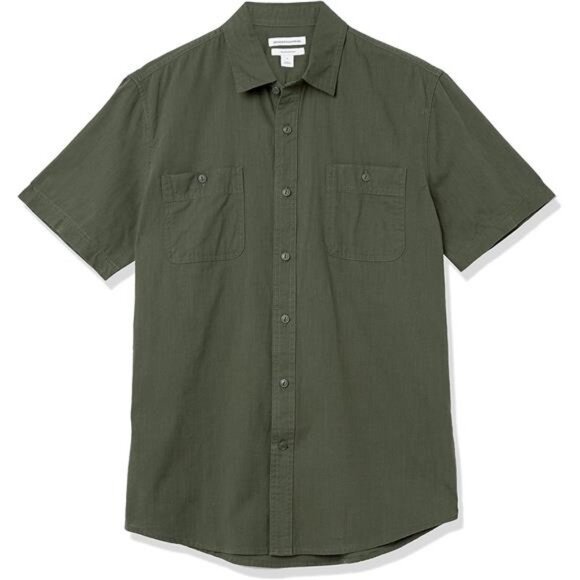 Men's Regular-Fit, Short-Sleeve Button-Down Chambray Shirt - Picture 6 of 7